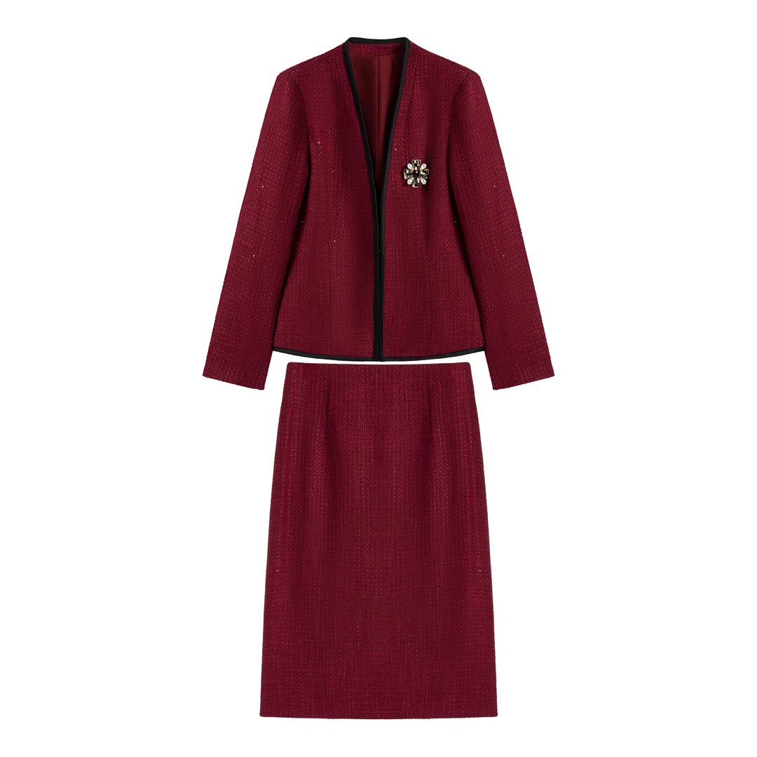 【南油虹姐】2024新款时尚气质洋气修身显瘦套装裙两件套