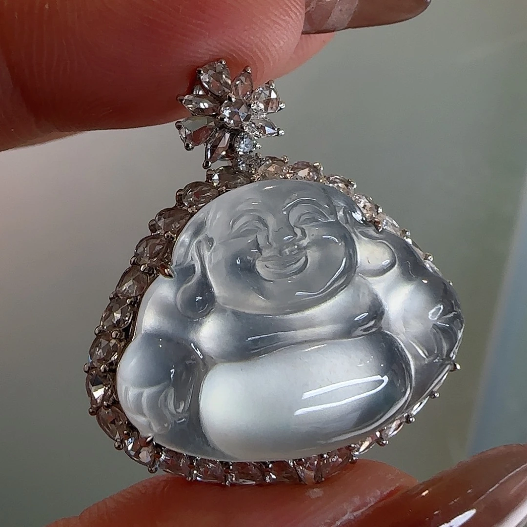 翡翠18K金镶嵌颈饰天然翡翠