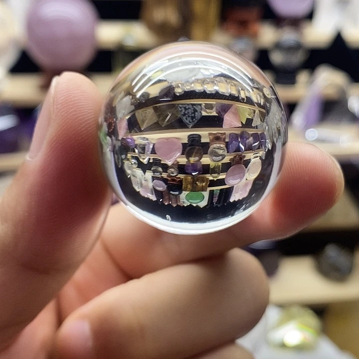 石材天然全晶体白水晶球摆件