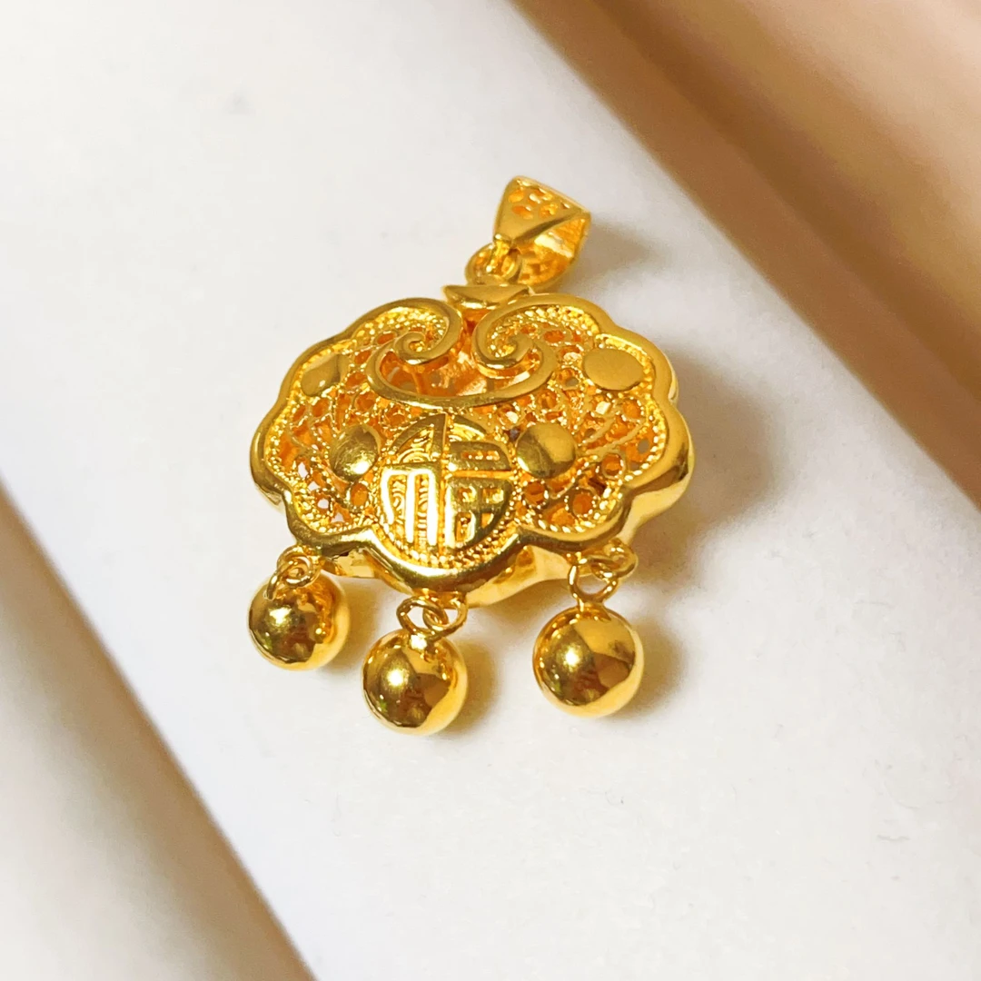 吊坠足银 宝宝铃铛锁包挂坠祥云锁