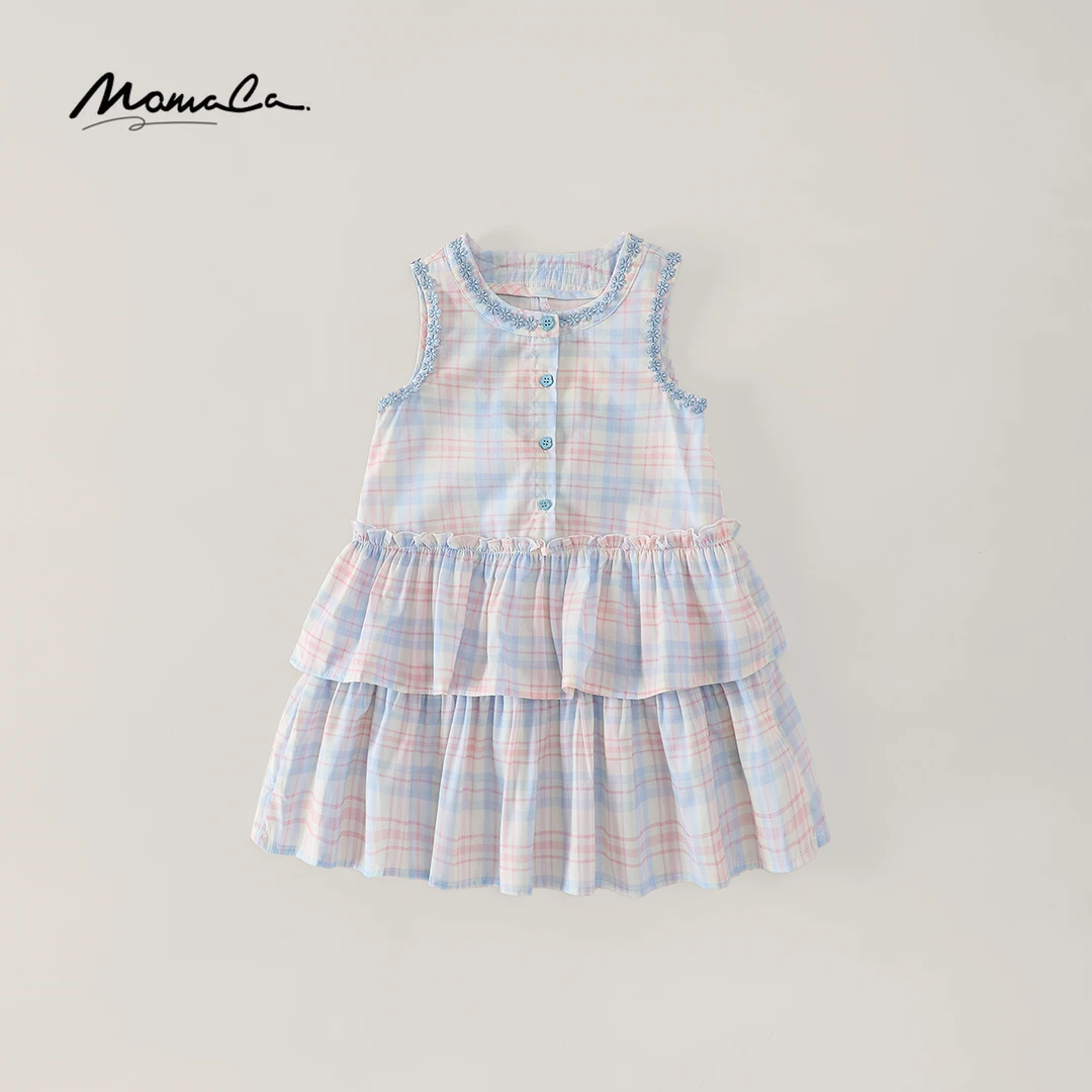 MOMOCO夏季新款格子半身裙公主风迷彩女连衣裙77630476142