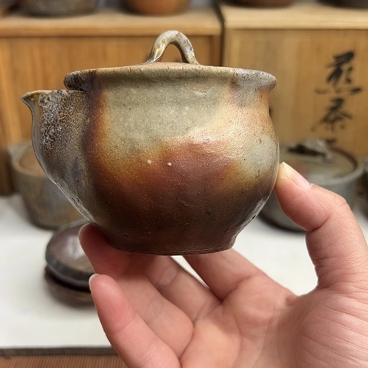 备前烧，神原茂宝瓶，盖子水台底部飞皮，无配件，