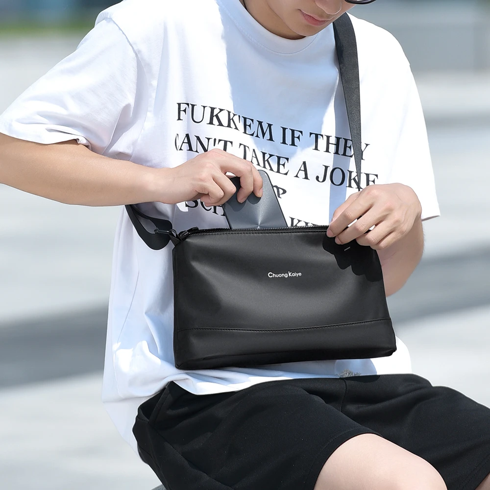 意大利品牌胸包男士单肩胸前斜挎包潮流男士休闲包牛津布挎包时尚