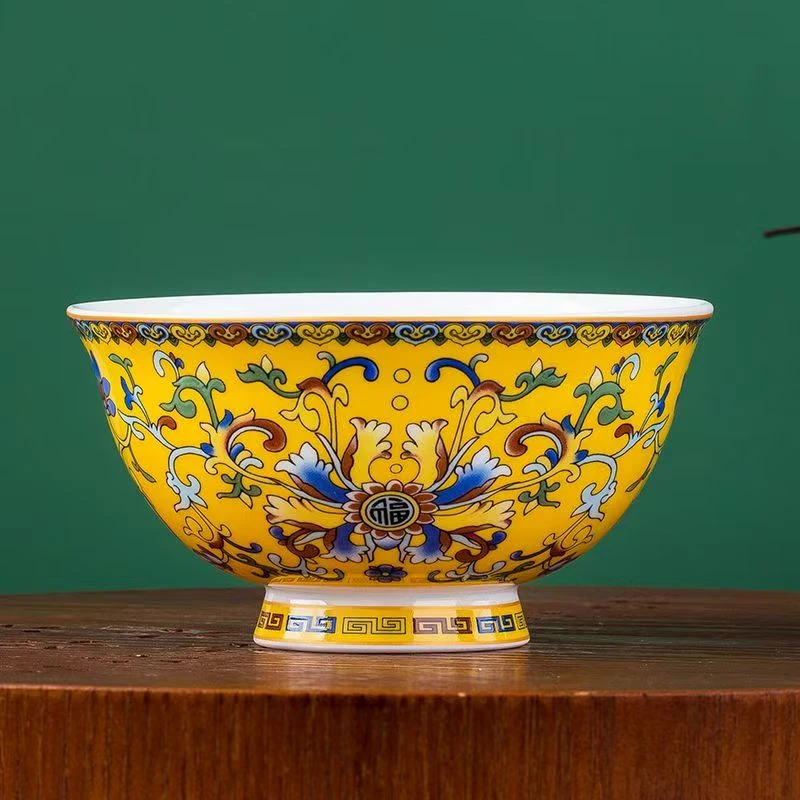 缠枝莲珐琅彩陶瓷小碗