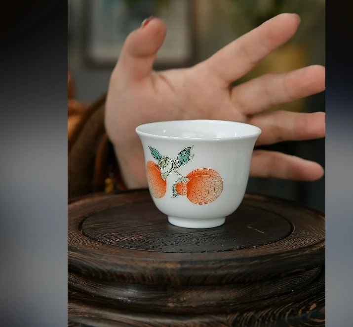 景德镇国企好瓷推荐粉彩荔枝铃铛杯089