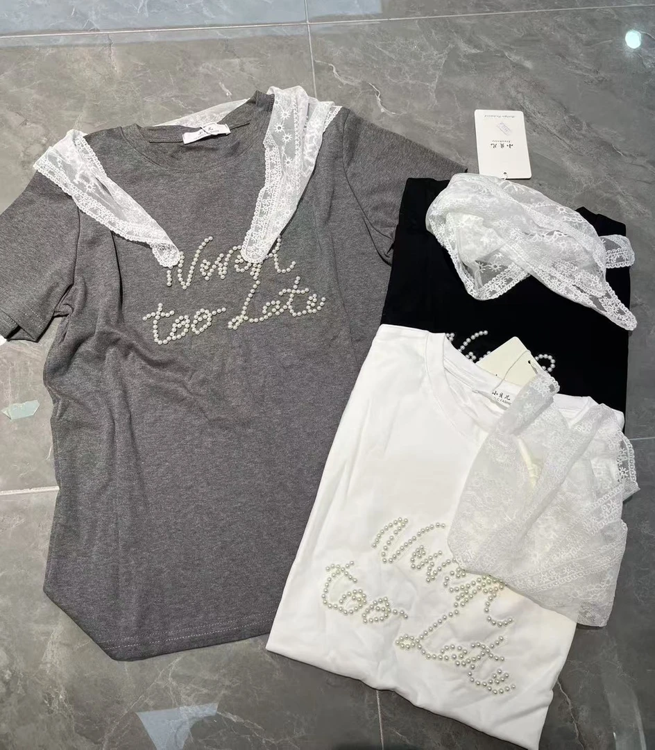 【喜欢·悦己】韩版立体钉珠字母T恤