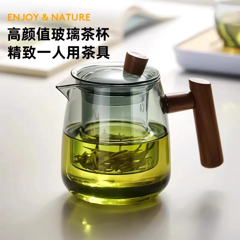 泡茶壶2025新款高档家用加厚玻璃茶壶办公室大手写禅意茶壶套装