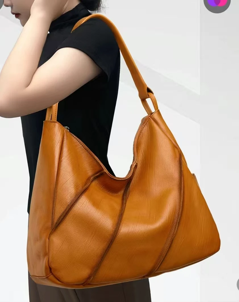 新款真皮女款小众高级休闲单肩托特包