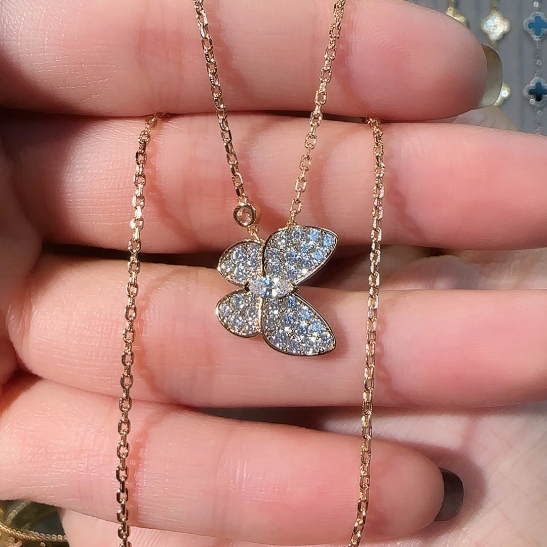 合金满钻蝴蝶项链
