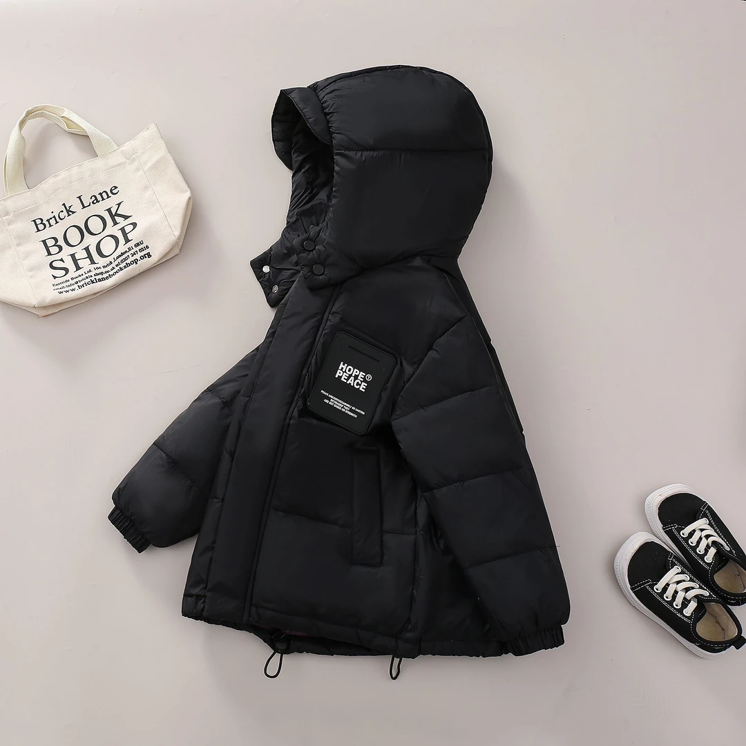 中大童宝宝防寒服加厚连帽儿童女童外套冬装童装潮牌男童外套