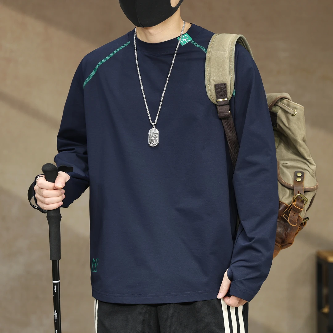 夏季薄款长袖t恤男户外骑行服透气索罗娜凉感运动体恤打底衫大码