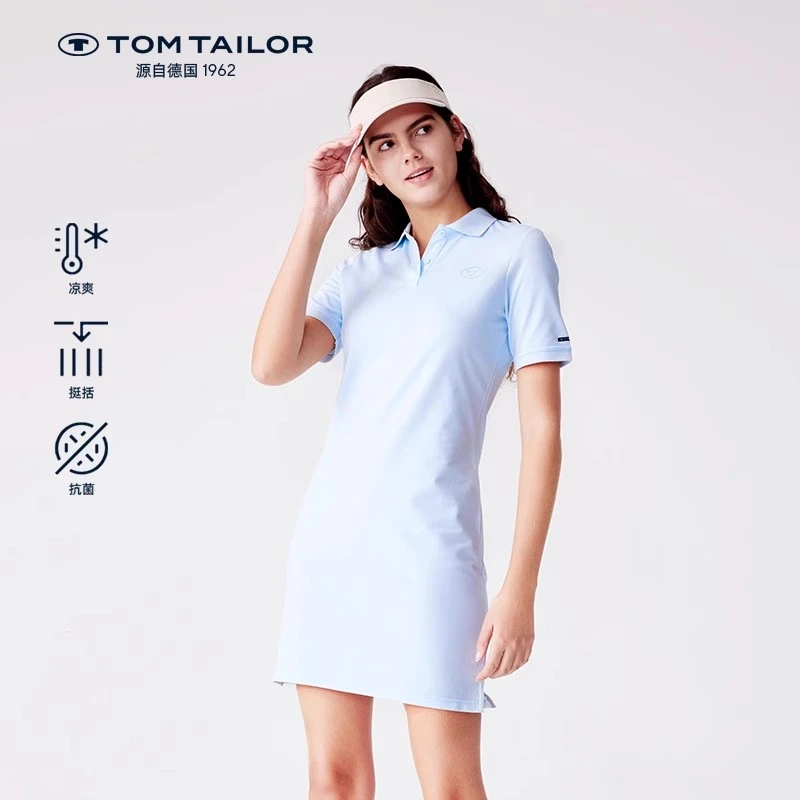 TOM TAILOR德国珠地布运动休闲女士针织Polo连衣裙网球TTKOB264E