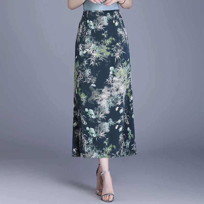 印花A字包臀裙半身裙女春夏2025新款显瘦气质中长裙