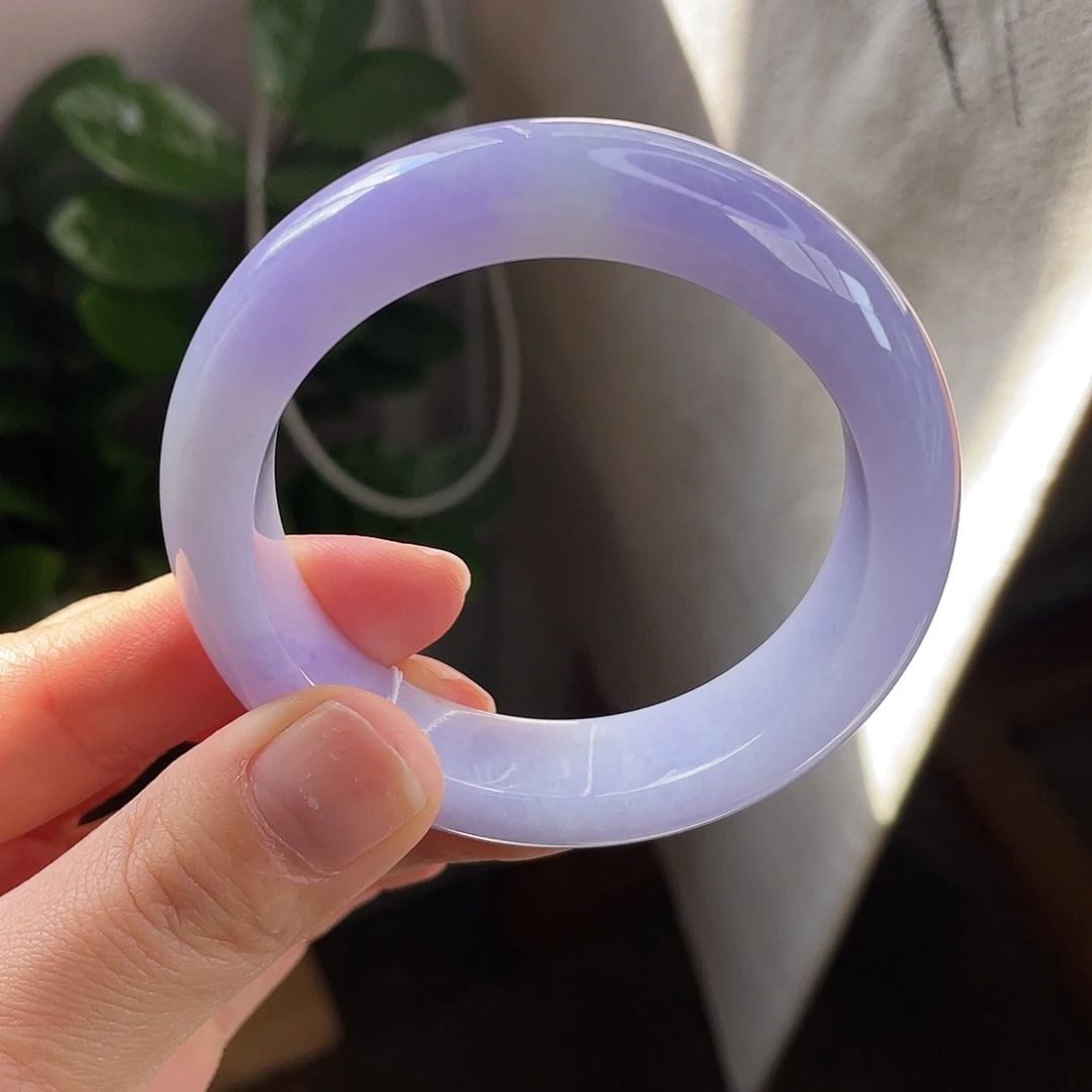 翡翠未镶嵌手镯55细糯化紫罗兰轮胎