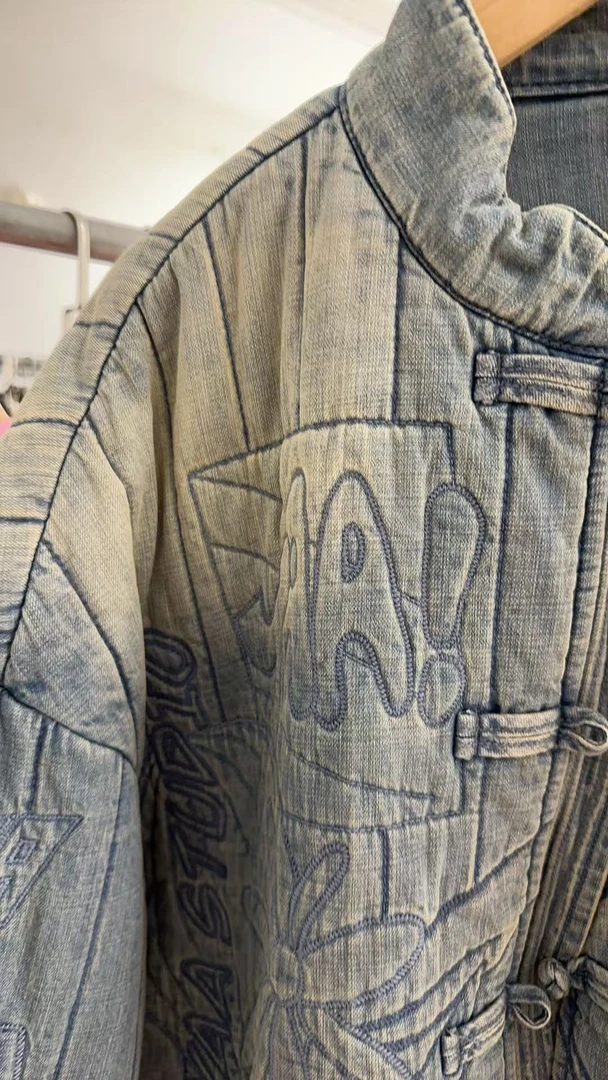 【十一】浅蓝色牛仔棉服女   时尚收腰秋冬保暖外套冬季 ZK327