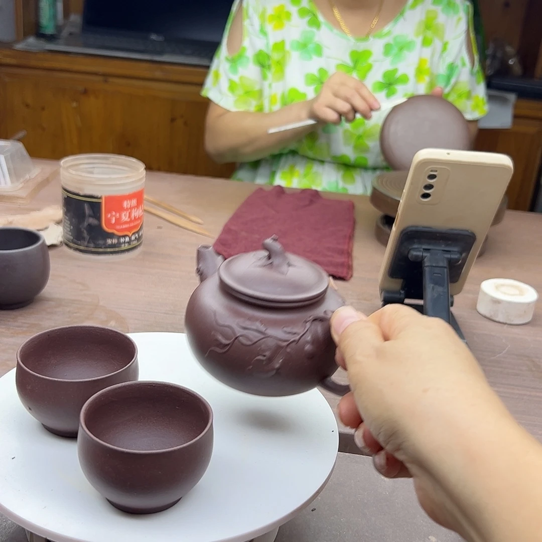 茶壶紫砂全手工底槽清葫芦壶＂