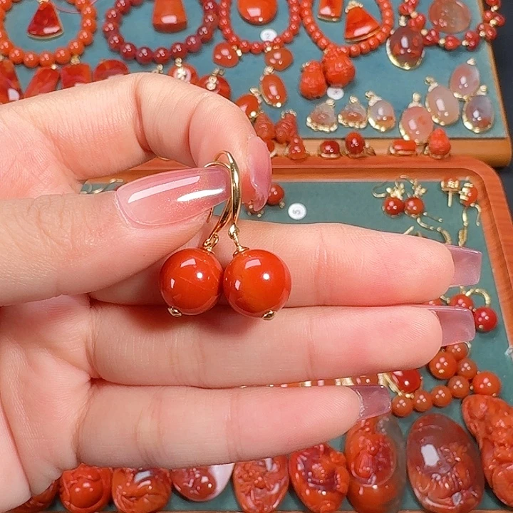 南红玛瑙银S925镶嵌保山柿子红11