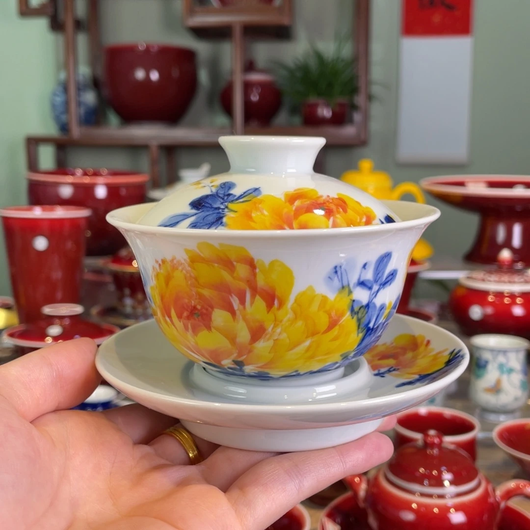 清欢柴窑，牡丹盖碗