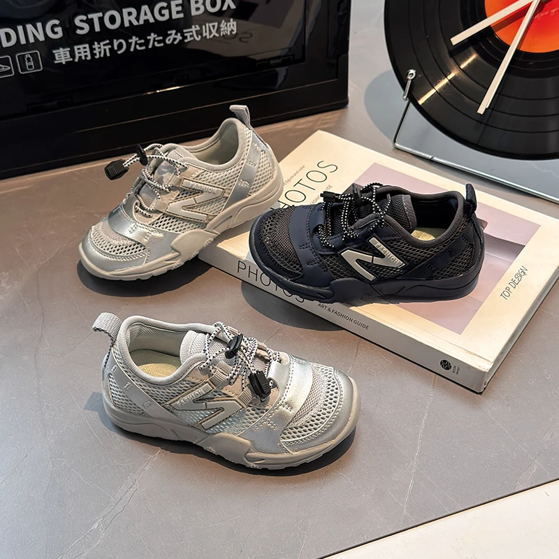 男童单网运动鞋潮牌2025春夏款女童休闲鞋透气网面儿童慢跑鞋夏款