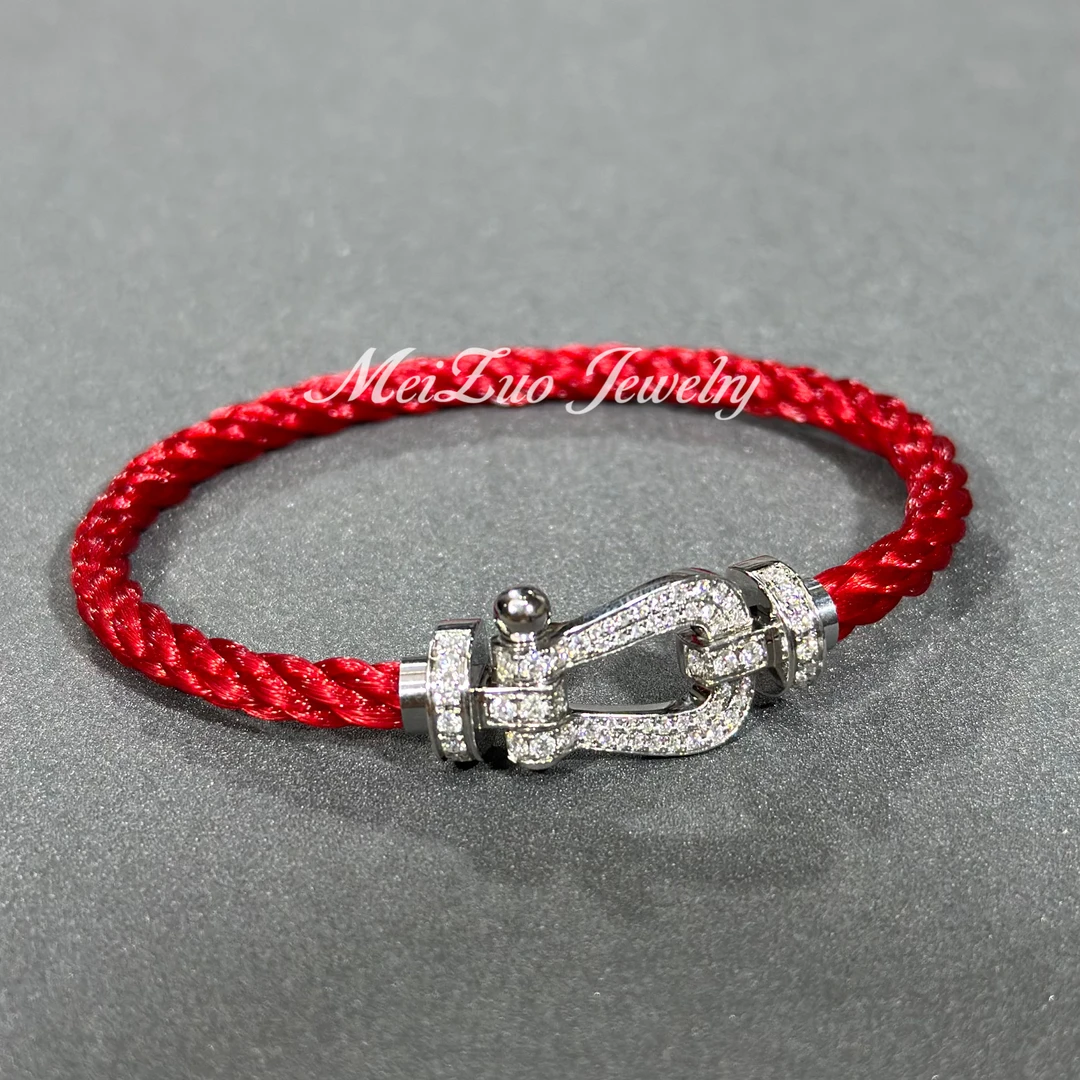 Meizuo珠宝·18k金大中号马蹄尼龙绳经典款（拍下备注净手围）