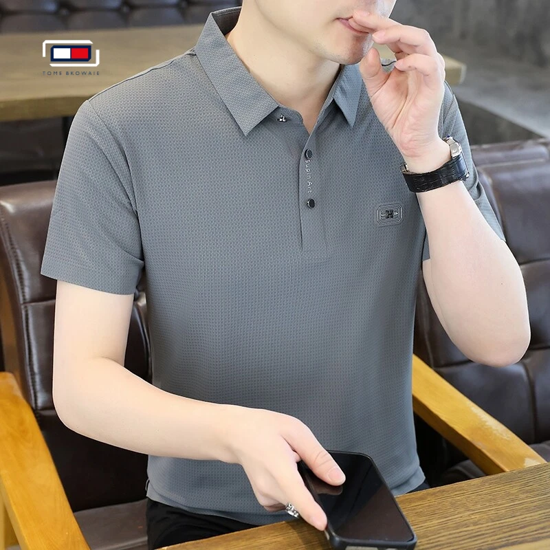 男士轻奢翻领短袖Polo衫夏季新款轻商务简约半袖休闲T恤时尚透气