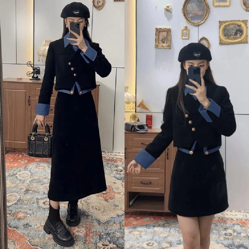 【清仓】200斤可穿时尚套装裙女高级感韩系半身裙两件套早秋季1586