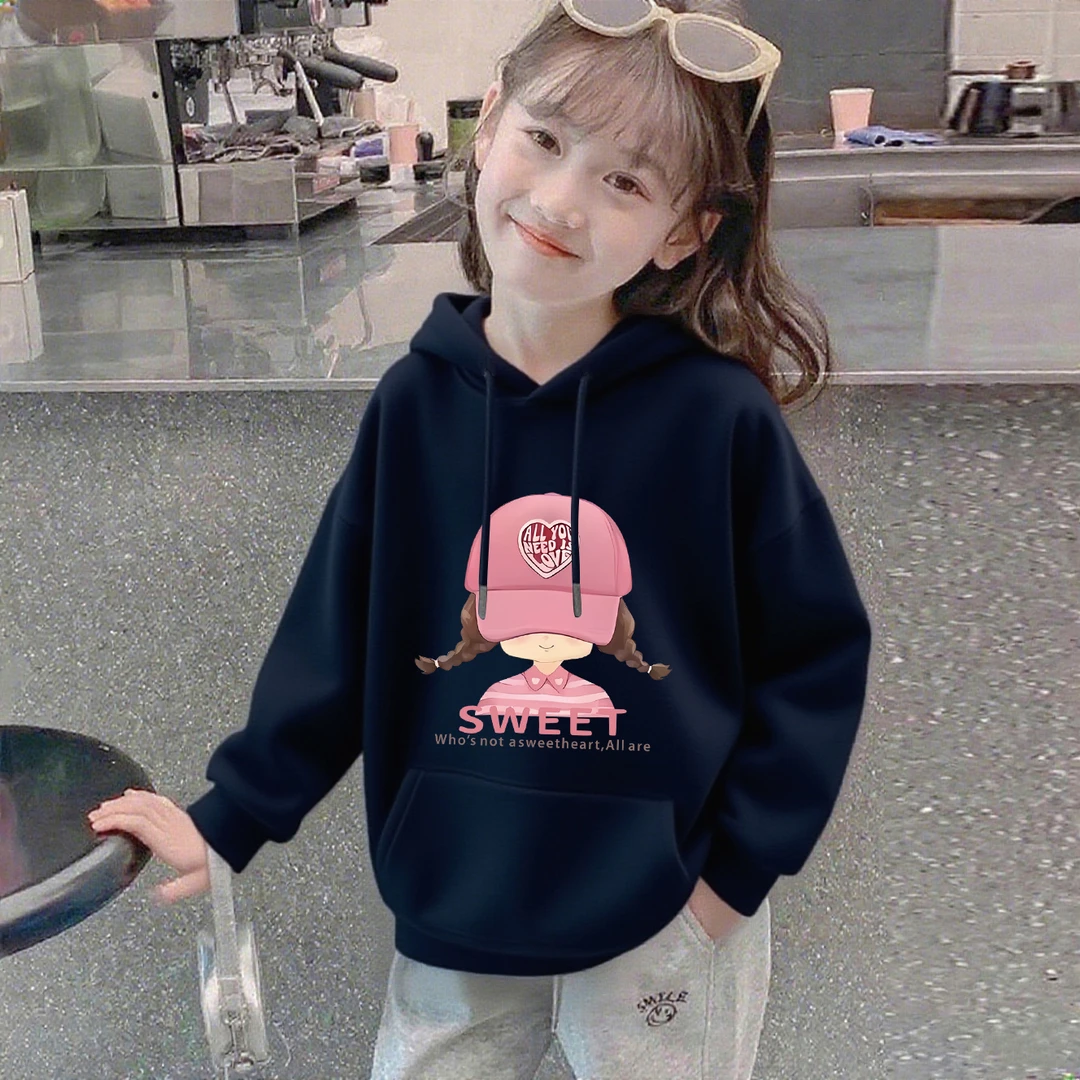 慵懒风女童连帽卫衣宽松时髦2025新款初中生洋气美式卡通上衣长袖