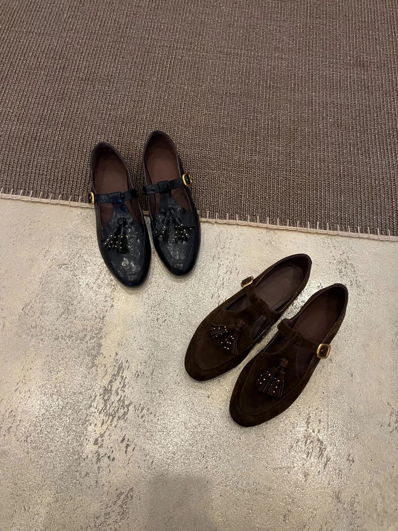 复古玛丽珍鞋方头乐福鞋圆头平底秋冬2025单鞋女士黑色鞋子新款