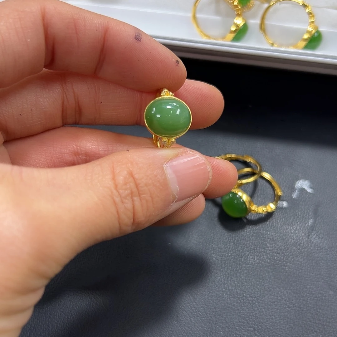 和田玉戒指颜色多样性发货拍一发一银S925镶嵌亢*