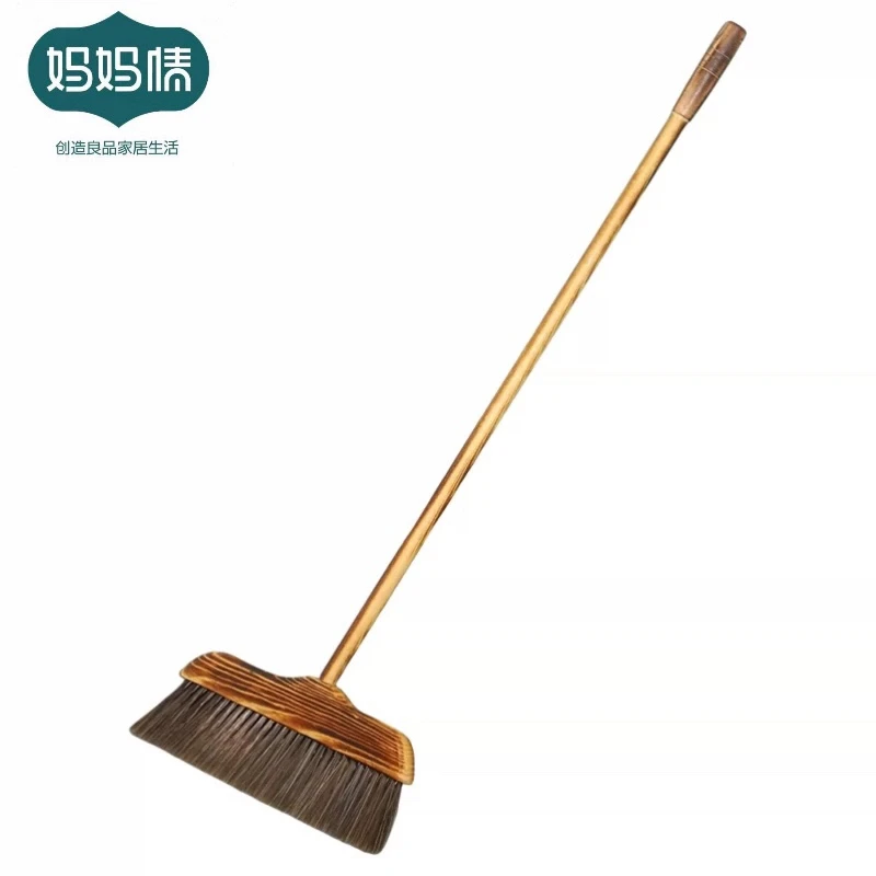 妈妈情高端实木扫把单个猪鬃软毛长柄家用卧室客厅木地板扫地神器