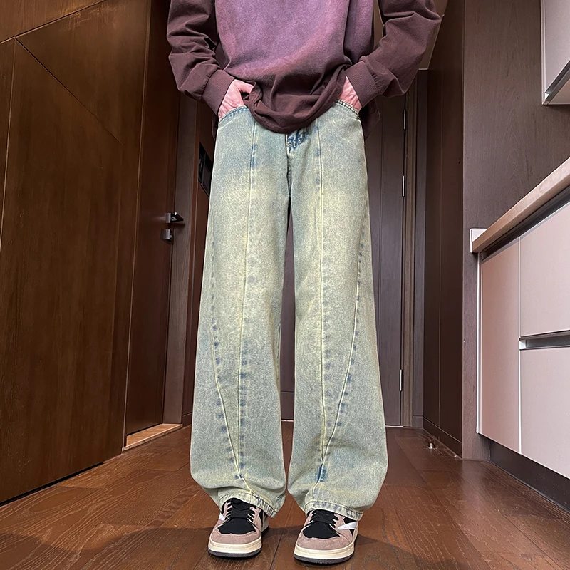 男女同款 春夏季牛仔裤男2025潮流宽松百搭直筒美式高街阔腿裤子