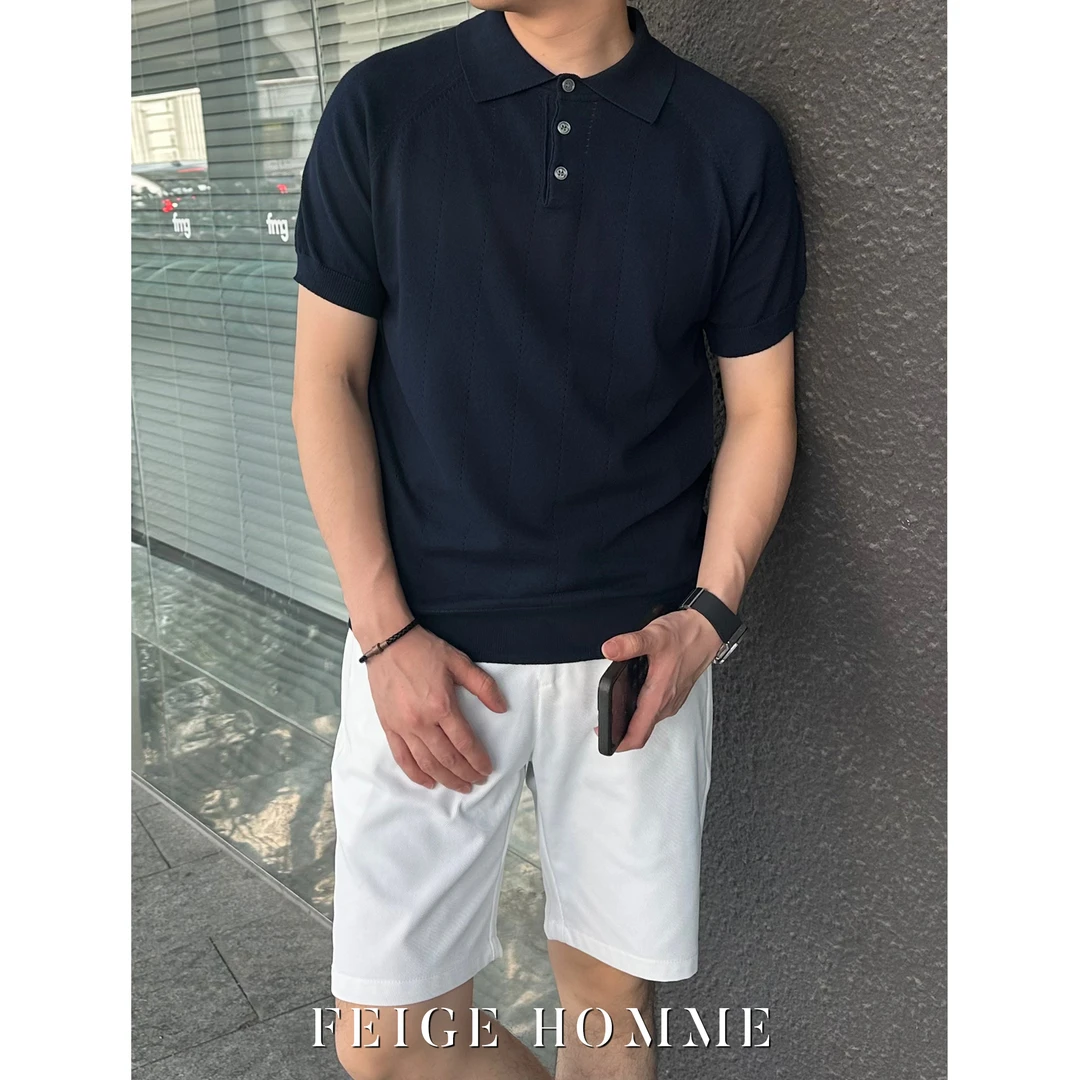 夏季清/老钱风镂空网眼高级感上衣复古半袖衬休闲POLO衫#YF896