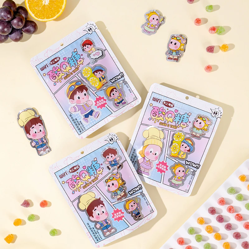 童趣潮玩贴酸Q糖多图案维C果汁软糖独立包装高颜值儿童圣诞节零食