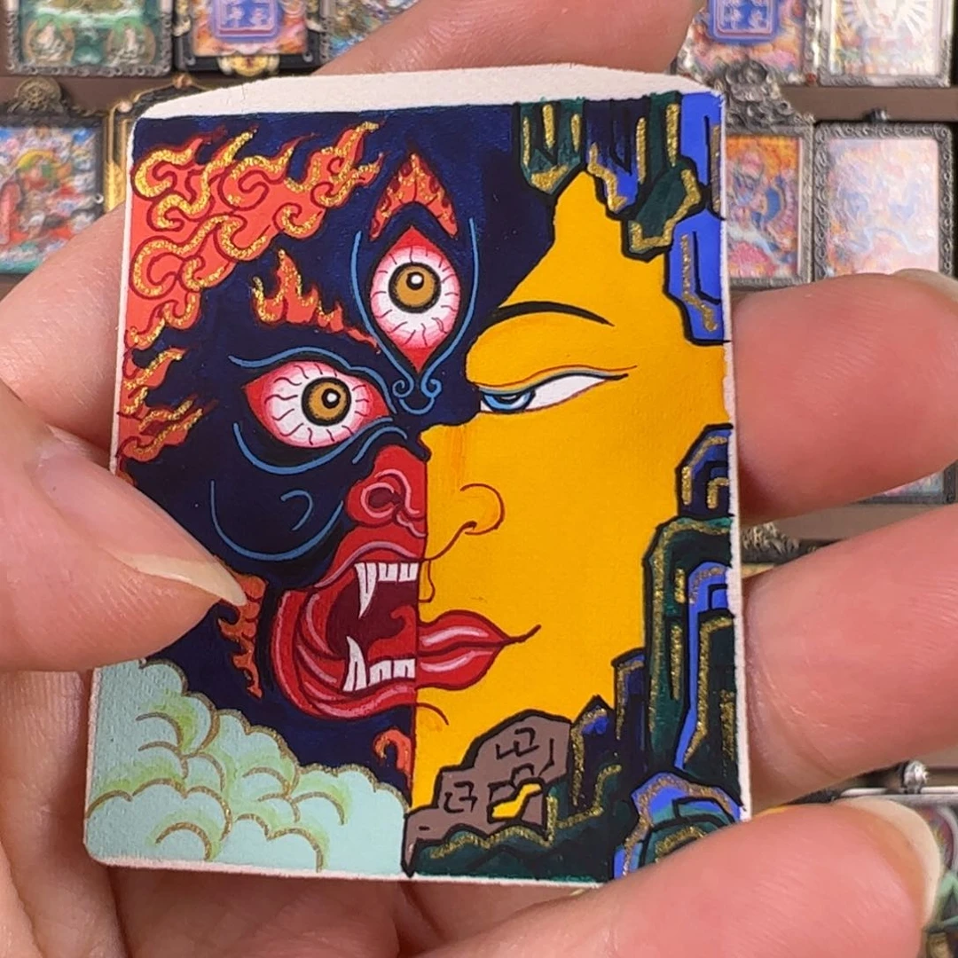 吊坠蓝**丫唐卡绘画作品欣赏
