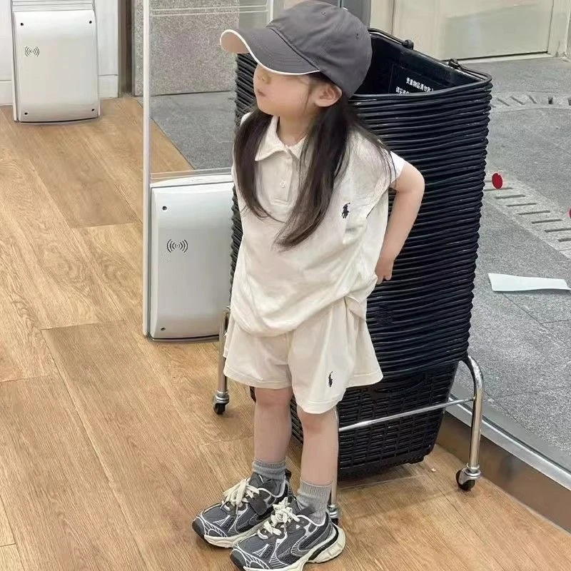 女童短袖polo领T恤套装夏季新款女宝宝韩版洋气休闲短裤两件套潮
