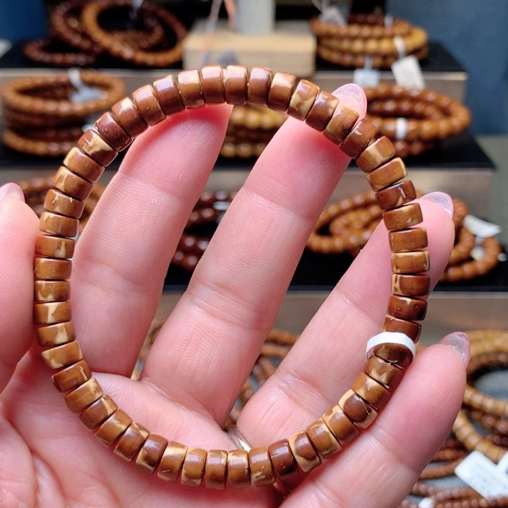 木质铁合金五**淘紫金鼠手串7×4纯肉花鼠药片单圈