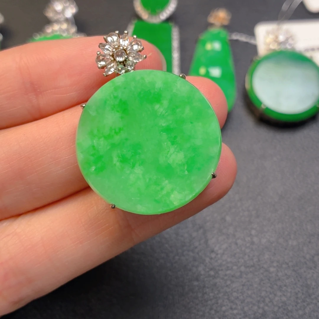 翡翠银S925镶嵌吊坠(不含链)