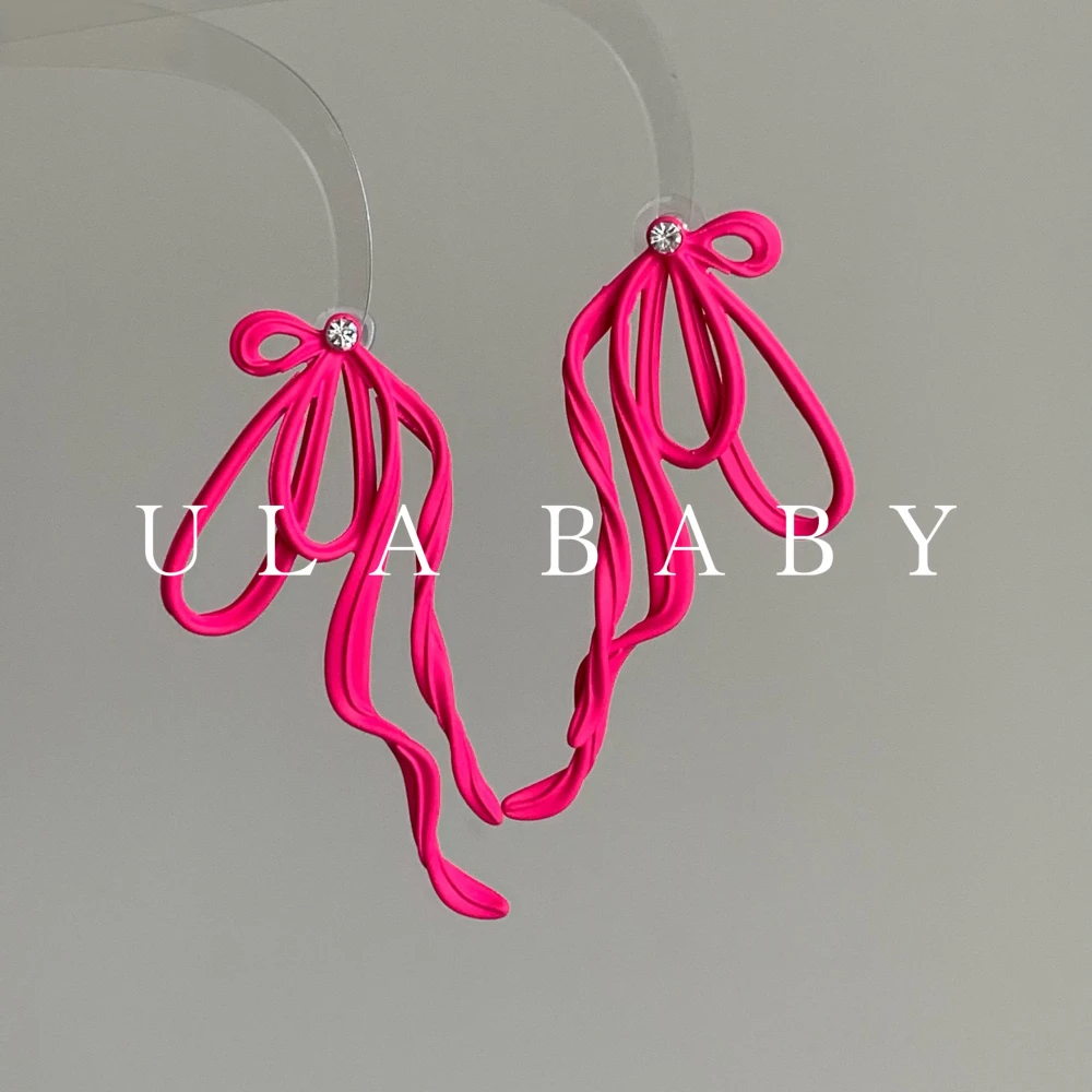 铜合金耳饰 【喜儿ula】7-14-1时尚金属冷淡风蝴蝶结夸张耳钉