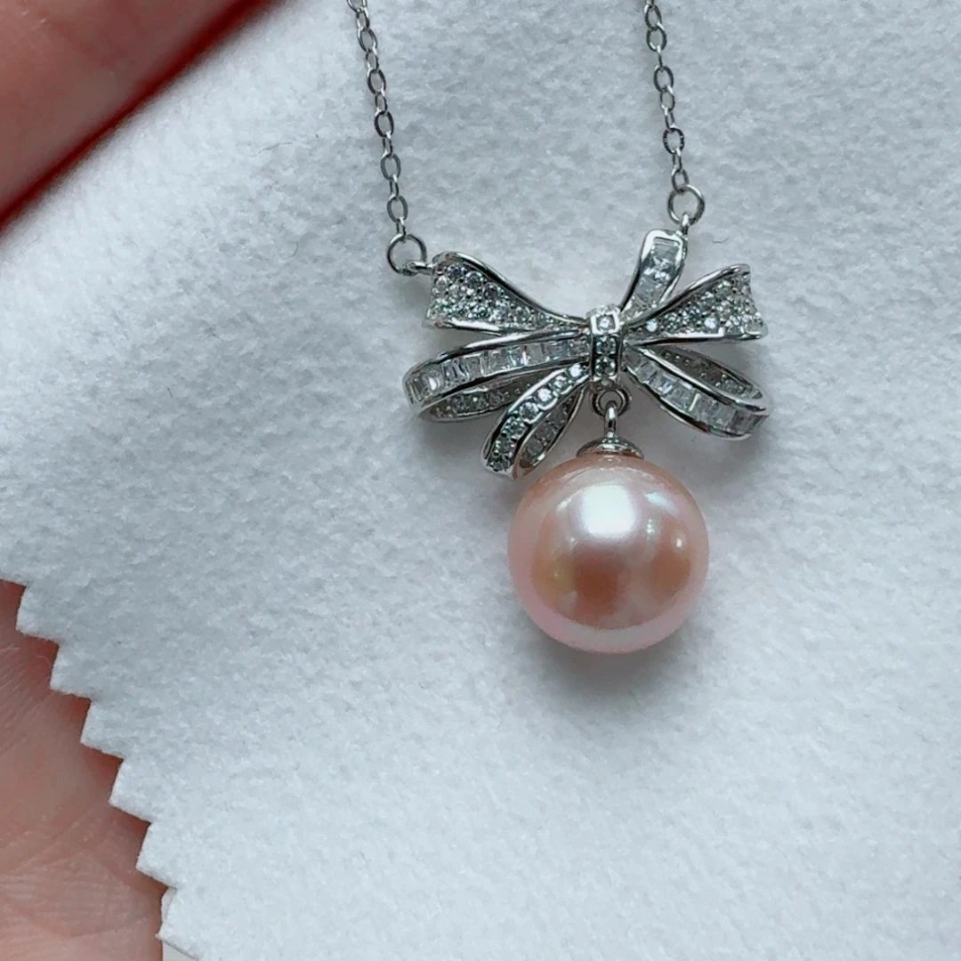 银S925镶嵌颈饰淡水珍珠@@hf049