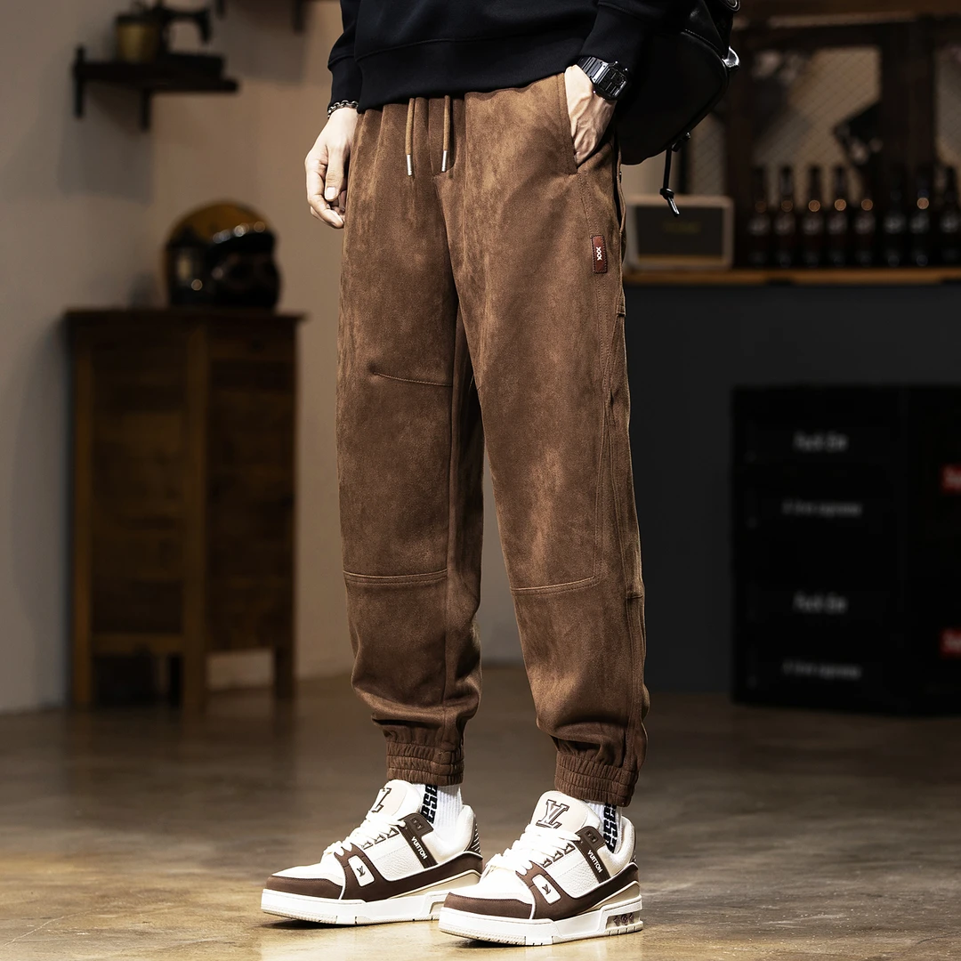 MR.MUDI/穆迪先生美式重磅麂皮绒工装裤子男秋季2025新款宽松复古
