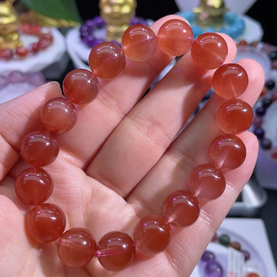 水晶手链未镶嵌豆沙红兔毛手链