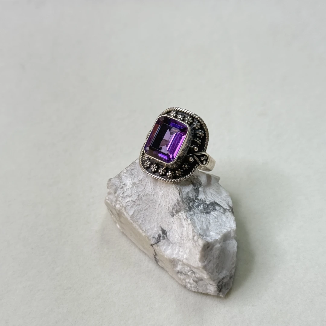 【六六中古】孤品银925水晶开口戒指te2713