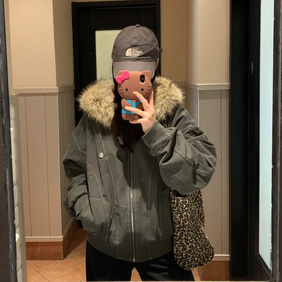 座山雕棉服外套女冬季2025新款棉衣加绒加厚派克服小个子短款棉袄