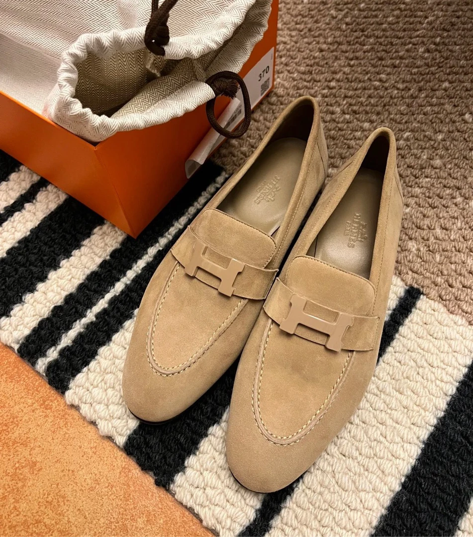 未使用 Hermes/爱马仕 奶茶大象灰色 乐福鞋 38码 13772733