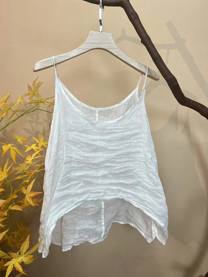 简约宽松苎麻吊带背心