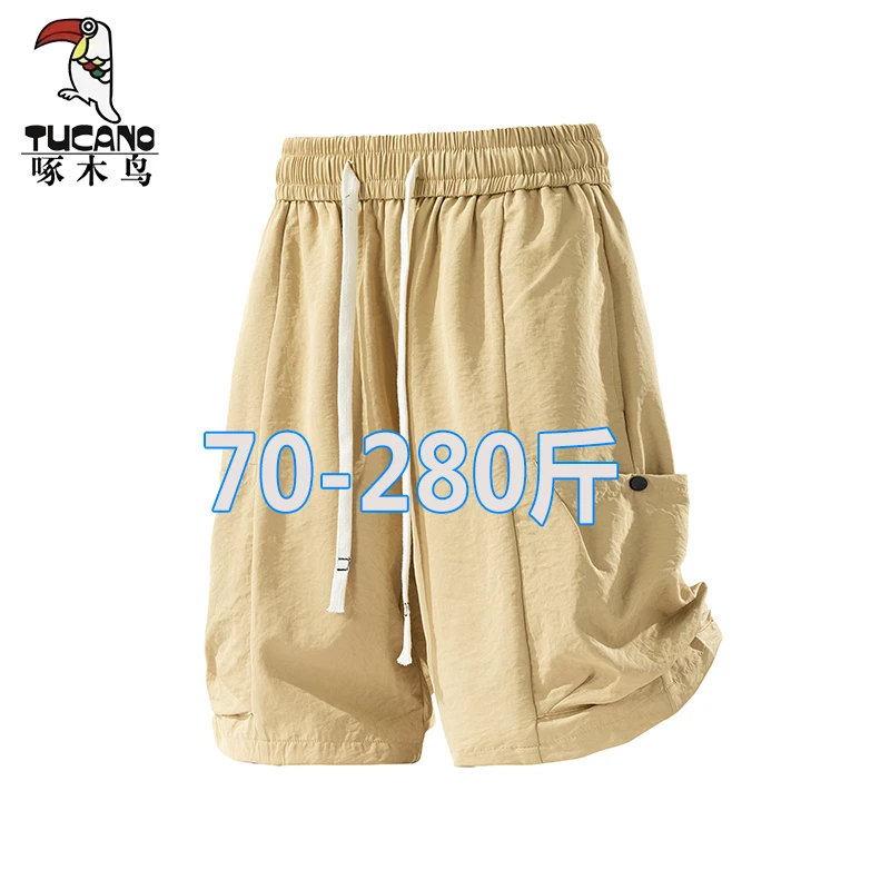 啄木鸟夏季薄款工装短裤男士运动中裤冰感潮流休闲五分裤大码