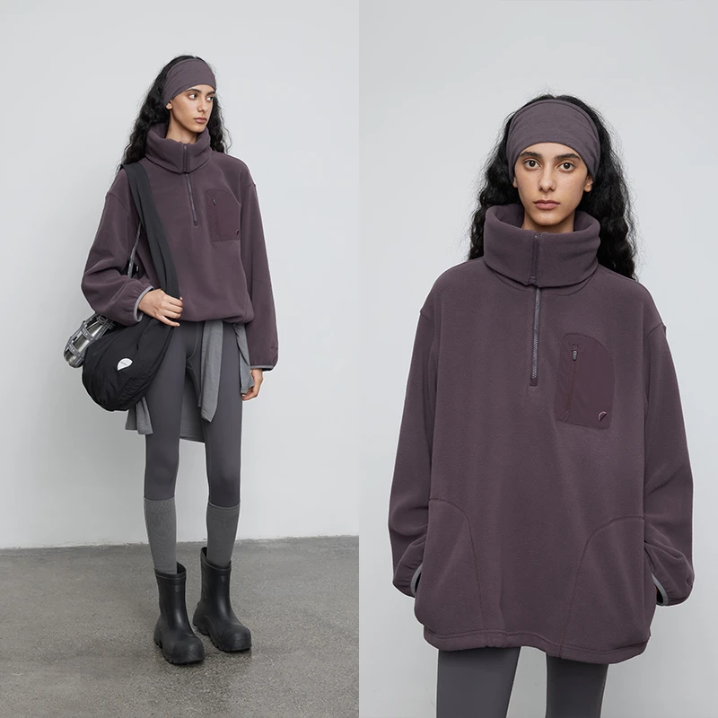 半圆科考拉智慧绒女装[运动]2025秋季高领长袖拼接女Q5831753