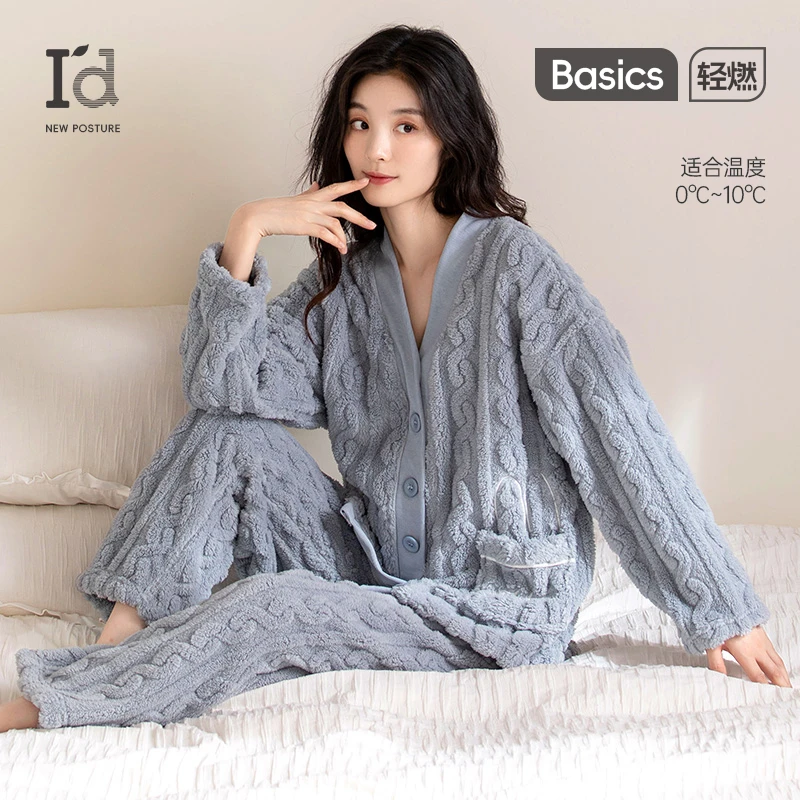 【清仓】家居睡衣舒棉绒家居服加厚加绒睡衣女款秋冬珊瑚绒