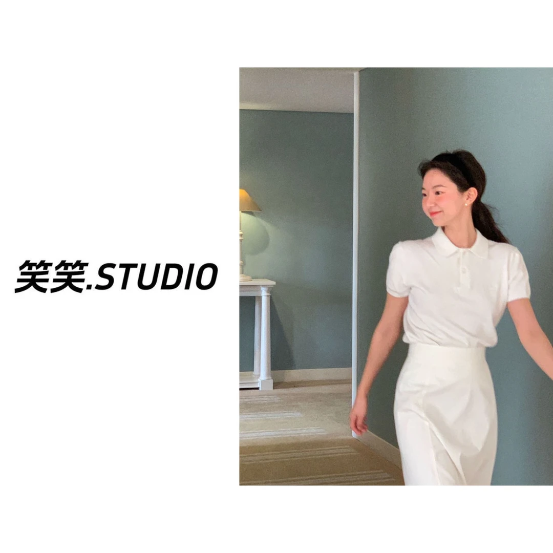 笑笑-【八翻领polo衫】韩系早春新款百搭纯色减龄针织衫