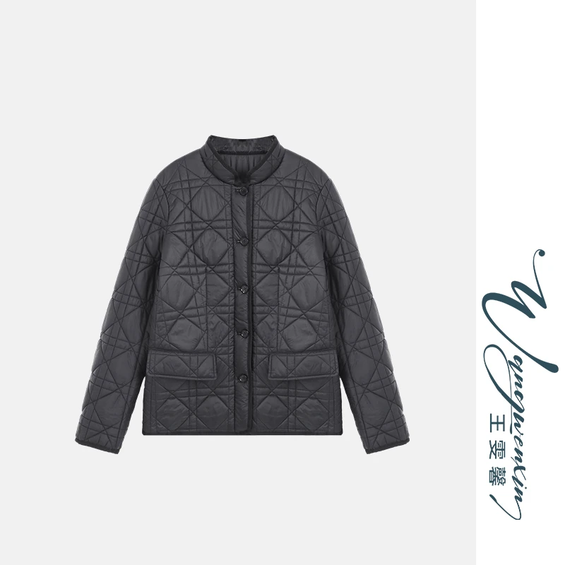 【王雯馨】“D姐有约”经典藤格纹 立体填充 纯色显瘦百搭 小立领棉服